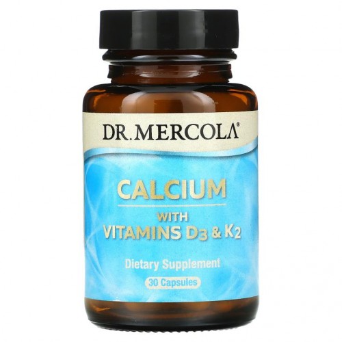 Dr. Mercola, 칼슘, 비타민D3 및 K2, 캡슐 30정