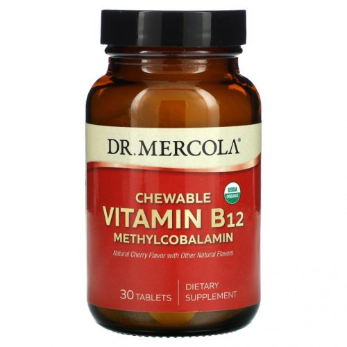Dr. Mercola, 츄어블 비타민B12 메틸코발라민, 천연 체리, 30정