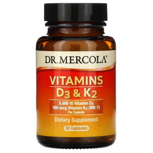 Dr. Mercola, 비타민D3 & K2, 캡슐 30정