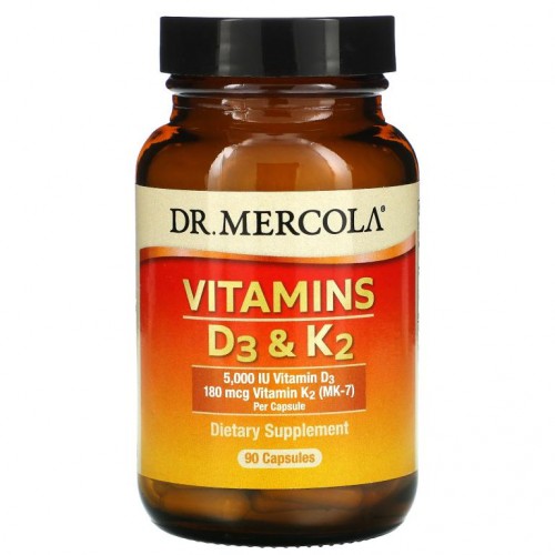 Dr. Mercola, 비타민D3 & K2, 캡슐 90정