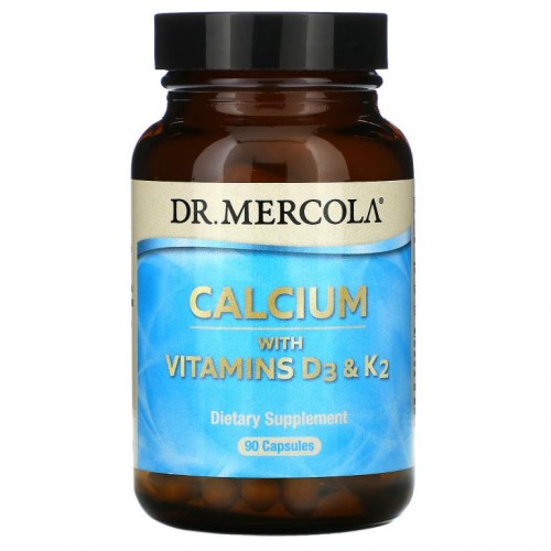 Dr. Mercola, 비타민 D3 및 K2 함유 칼슘, 캡슐 90정