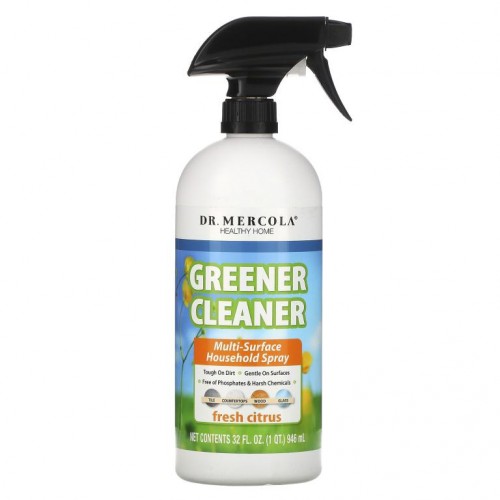 Dr. Mercola, Greener Cleaner, 다용도 가정용 스프레이, 신선한 시트러스, 946ml(32fl oz)