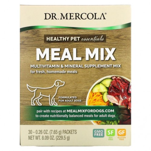 Dr. Mercola, Meal Mix, 성견용 종합 비타민 및 미네랄 보조제, 30팩, 각 7.65g(0.26oz)