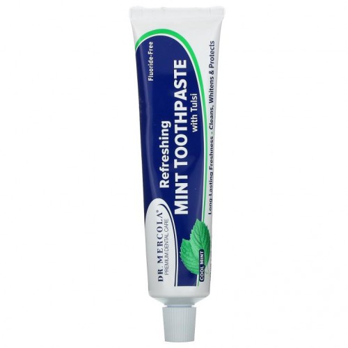Dr. Mercola, 툴시 함유 리프레싱 민트 치약, 불소 무함유, 쿨 민트, 85g(3oz)