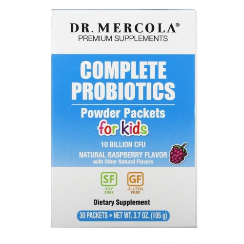 Dr. Mercola, 어린이용 컴플리트 프로바이오틱 분말 팩, 천연 라즈베리, 100억 CFU, 30팩, 각 3.5g(0.12oz)