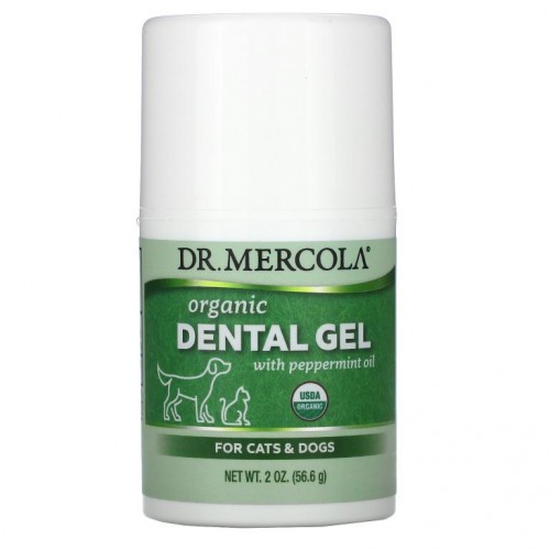 Dr. Mercola, 페퍼민트 오일 함유 유기농 덴탈 젤, 반려묘 & 반려견용, 56.6g(2oz)