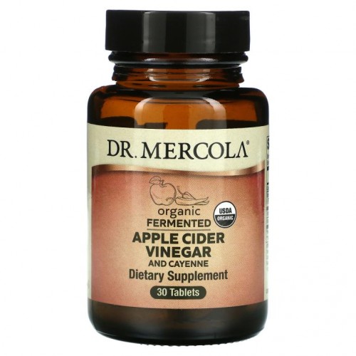 Dr. Mercola, 유기농 발효 사과 사이다 식초와 카이옌, 30정