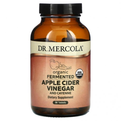 Dr. Mercola, 유기농 발효 애플 사이다 식초 및 카이엔, 90정