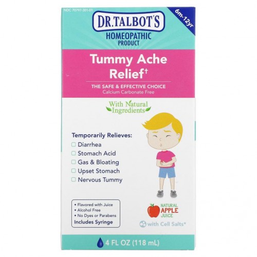 Dr. Talbot's, Tummy Ache Relief, 6m-12yr, Natural Apple Juice Flavor, 4 fl oz (118 ml)