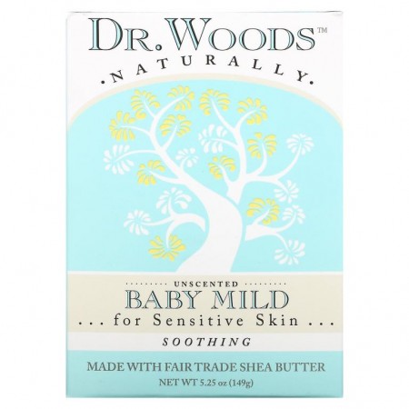 Dr. Woods, 베이비 마일드 바 비누, 진정 효과, 무향, 149g(5.25oz)