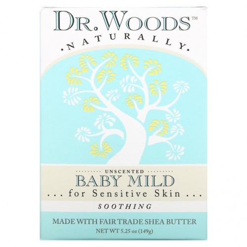 Dr. Woods, 베이비 마일드 바 비누, 진정 효과, 무향, 149g(5.25oz)
