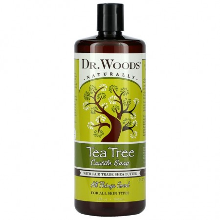 Dr. Woods, 공정 무역 시어버터가 함유된 티트리 카스티야 비누, 946ml(32fl oz)