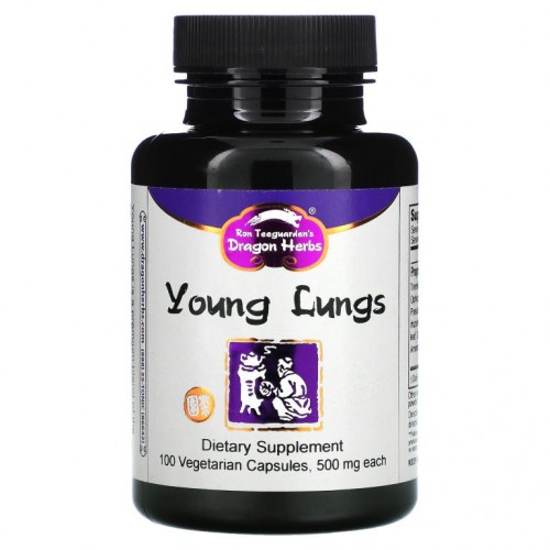 Dragon Herbs, Young Lungs, 500mg, 베지 캡슐 100정