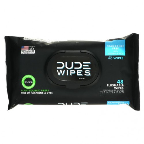 Dude Products, 변기용 물티슈, 향료 무함유, 물티슈 48매