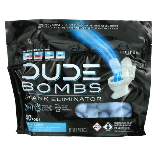 Dude Products, Bombs, 악취 제거제, 상쾌한 향, 40개, 232g(8.2oz)