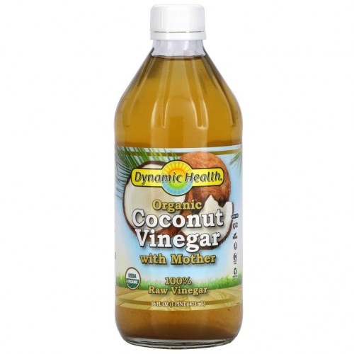 Dynamic Health Laboratories, 초모 함유 유기농 코코넛 식초, 100% 생 식초, 473ml(16fl oz)