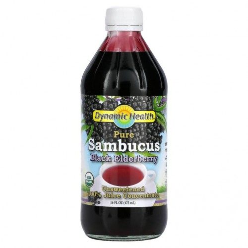 Dynamic Health Laboratories, 순 삼부커스 블랙 엘더베리즙 100% 농축물, 무가당, 473ml(16fl oz)