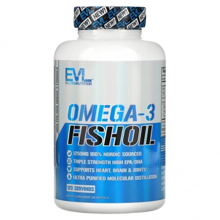 EVLution Nutrition, 오메가 3 피쉬 오일, 소프트젤 120정