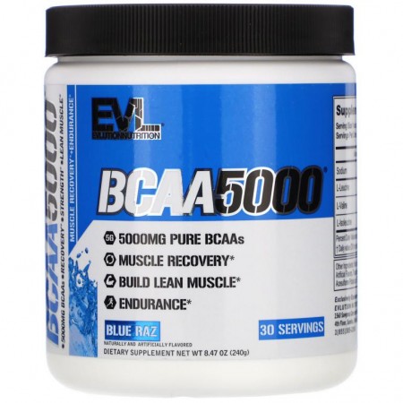 EVLution Nutrition, BCAA5000, 블루 라즈 맛, 240g(8.47oz)