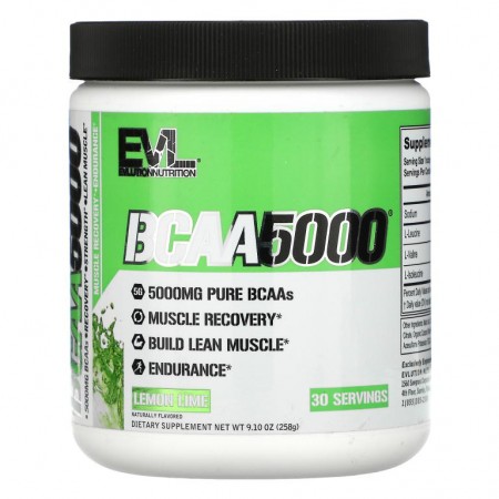 EVLution Nutrition, BCAA5000, 레몬 라임 맛, 258g(9.10oz)