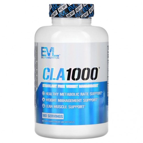 EVLution Nutrition, CLA1000, 각성제 무첨가 체중 관리제, 소프트젤 180정