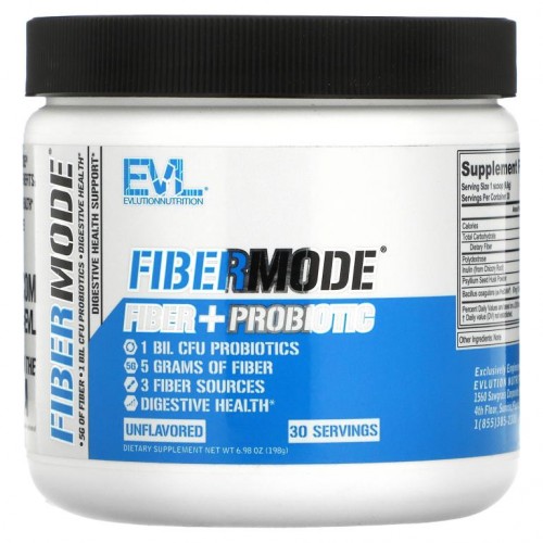 EVLution Nutrition, FiberMode, 섬유소 + 프로바이오틱스, 무맛, 198g(6.98oz)