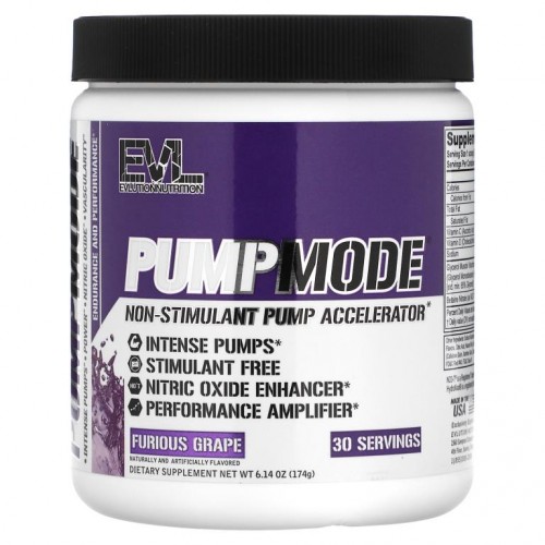 EVLution Nutrition, PumpMode, 각성제 무함유 펌프 가속, 퓨리어스 그레이프, 174g(6.14oz)