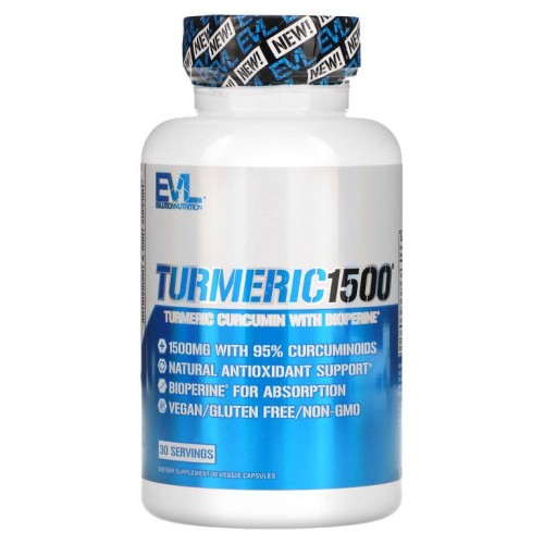 EVLution Nutrition, Turmeric1500, 베지 캡슐 90정