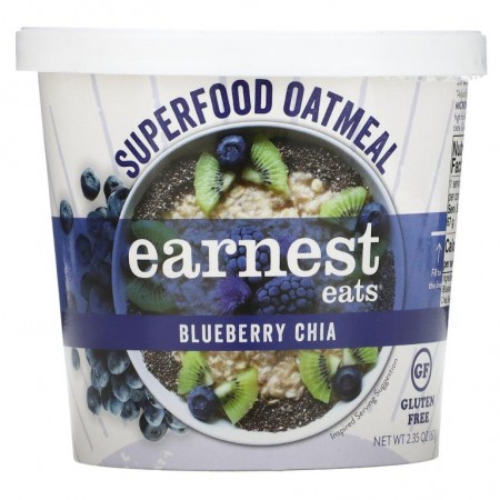 Earnest Eats, 슈퍼푸드 오트밀, 블루베리 치아, 67g(2.35oz)