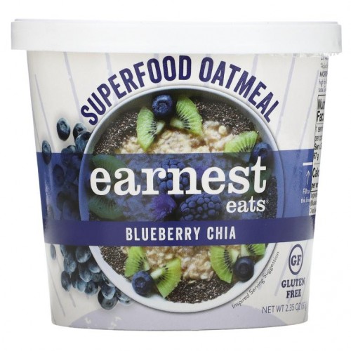 Earnest Eats, 슈퍼푸드 오트밀, 블루베리 치아, 67g(2.35oz)