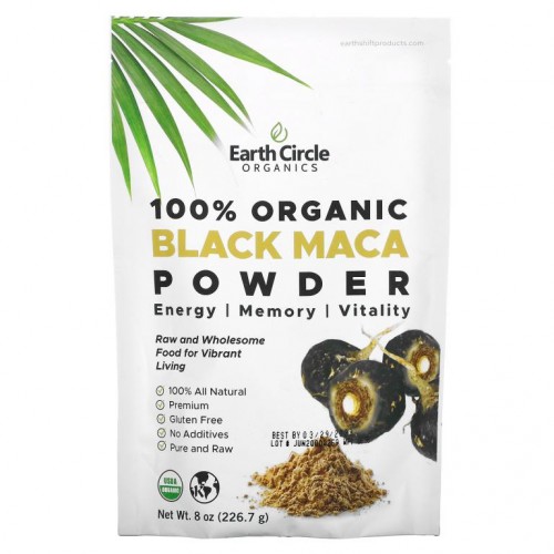Earth Circle Organics, 100% 유기농 블랙 마카 분말, 226.7g(8oz)
