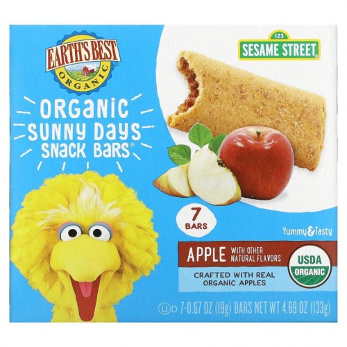 Earth's Best, Sunny Days Snack Bars, 사과 맛, 바 7개, 각 19g(0.67oz)