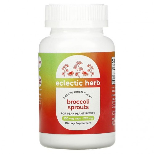 Eclectic Institute, 무가공 동결 건조, 브로콜리 새싹, 270mg, 베지 캡슐 150정