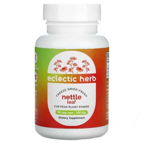 Eclectic Institute, 신선 동결 건조, 쐐기풀 잎, 300mg, 베지 캡슐 90정