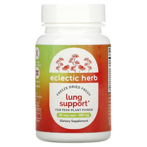 Eclectic Institute, 신선 동결 건조, 폐 건강 보충제, 400mg, 베지 캡슐 45정
