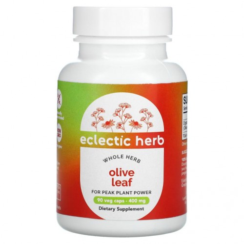 Eclectic Institute, 천연 허브, 올리브 잎, 400mg, 베지 캡슐 90정