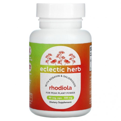 Eclectic Institute, 홍경천, 로자빈 및 살리드로사이드 함유, 500mg, 베지 캡슐 90정
