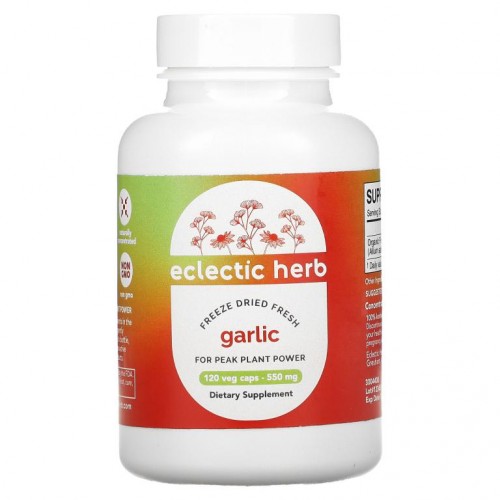 Eclectic Institute, 신선 동결 건조, 마늘, 550mg, 베지 캡슐 120정