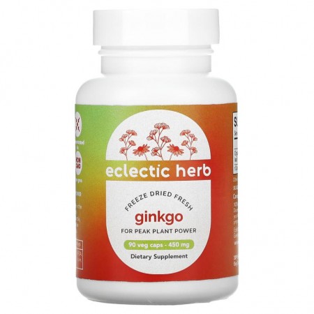 Eclectic Institute, 징코, 450 mg, 비GMO 식물성 캡슐 90정