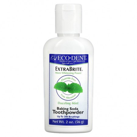 Eco-Dent, ExtraBrite, 베이킹 소다 가루 치약, 불소 무함유, 대즐링 민트 향, 56g(2oz)