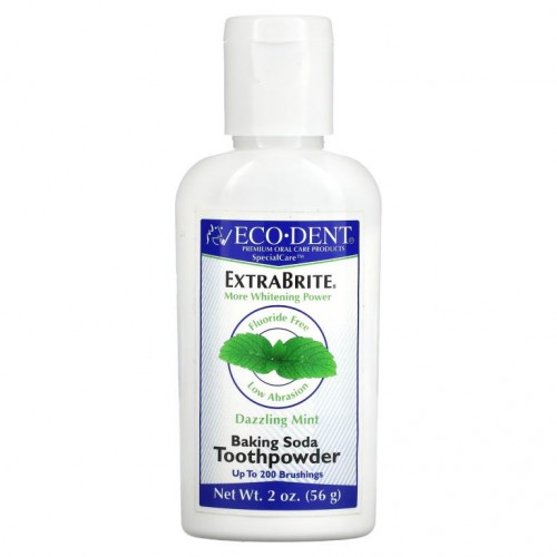 Eco-Dent, ExtraBrite, 베이킹 소다 가루 치약, 불소 무함유, 대즐링 민트 향, 56g(2oz)