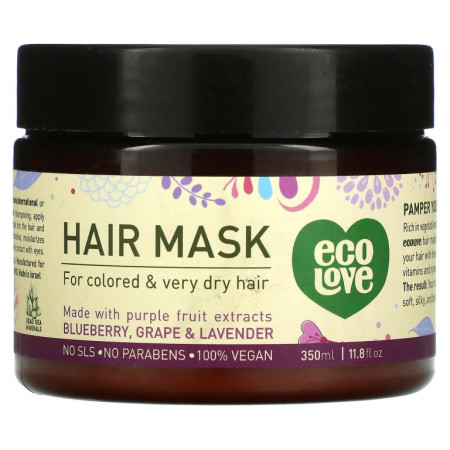 Eco Love, 헤어 마스크, 블루베리, 포도, 라벤더, 350ml(11.8fl oz)