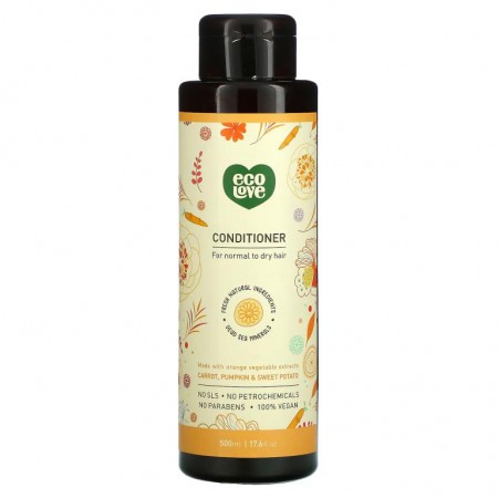 Eco Love, 컨디셔너, 중성 및 건성 모발용, 당근, 호박 및 고구마 함유, 500ml(17.6fl oz)