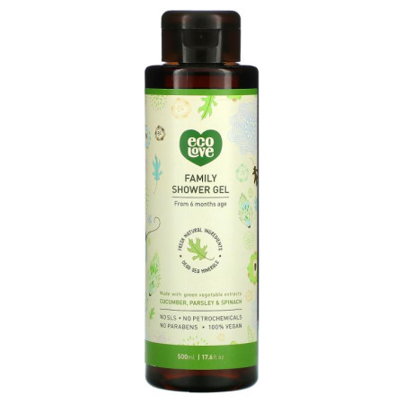 Eco Love, 패밀리 샤워젤, 오이, 파슬리, 시금치, 500ml(17.6fl oz)