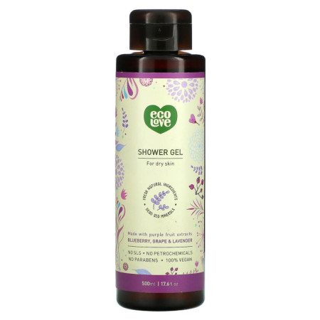 Eco Love, Shower Gel, Blueberry, Grape & Lavender, 17.6 fl oz (500 ml)