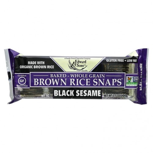 Edward & Sons, 구운 통곡물 현미 스냅스, 검정깨, 100g(3.5oz)