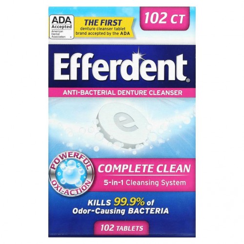 Efferdent, 살균 의치 클렌저, 컴플리트 클린, 102정