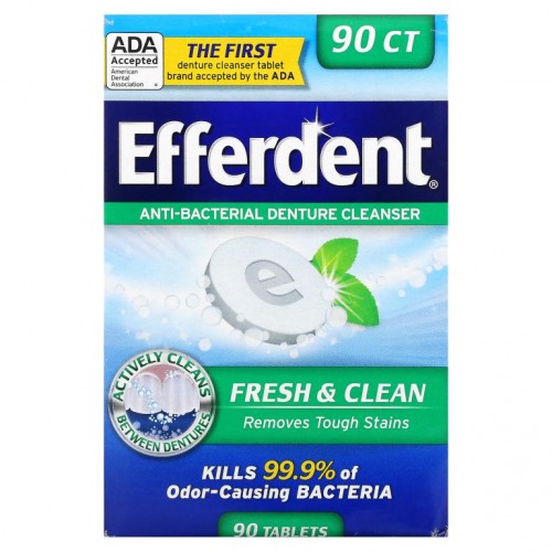Efferdent, 살균 의치 클렌저, 프레시 앤 클린, 90정