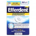 Efferdent, Anti-Bacterial Denture Cleanser, Overnight Whitening, 90 Tablets