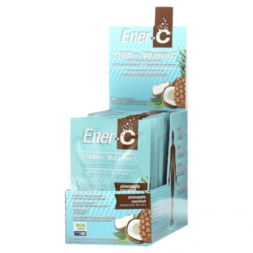 Ener-C, 비타민 C, 발포 파우더 드링크 믹스, 파인애플 코코넛, 30 패킷, 9.7 온스 (274.8 g)